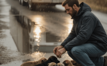 Vozač je primijetio desetke štenaca naguranih zajedno nasred autoceste – i, izlazeći iz auta, shvatio je zašto ne odlaze…