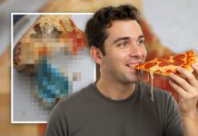 ZAGRIZAO PARČE PICE, PA SE UMALO NIJE ONESVESTIO: Mislio je da je korica žilava, a onda je video da ovov VIRI! FOTO