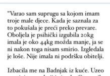 “Varao sam suprugu sa kojom imam troje djece a ona je pokusavala preci preko toga pa se razbolila…