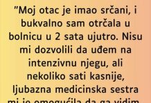 Kada je saznala ko je medicinska sestra zaledila se ….