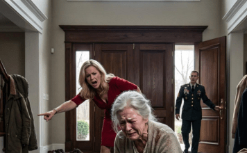 Čuli su smeh iz susedne sobe dok je starija majka klečala u tišini, ribajući cipele pod hladnim naredbama svoje buduće snaje — ali onog trenutka kada je uskršnje zvono na vratima zazvonilo, stranac napolju je ušao sa nečim toliko neočekivanim da su njena moć, ponos i kontrola počeli da se ruše pred svima.