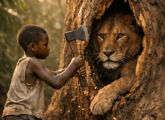 Mali dečko je spasio lava koji se zaglavio unutar trupa drveta… ali ono što je životinja uradila nakon što je oslobođena bilo je nešto što niko nije mogao da objasni 😨 😱