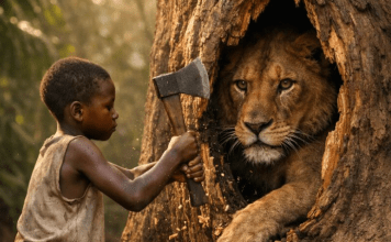 Mali dečko je spasio lava koji se zaglavio unutar trupa drveta… ali ono što je životinja uradila nakon što je oslobođena bilo je nešto što niko nije mogao da objasni 😨 😱
